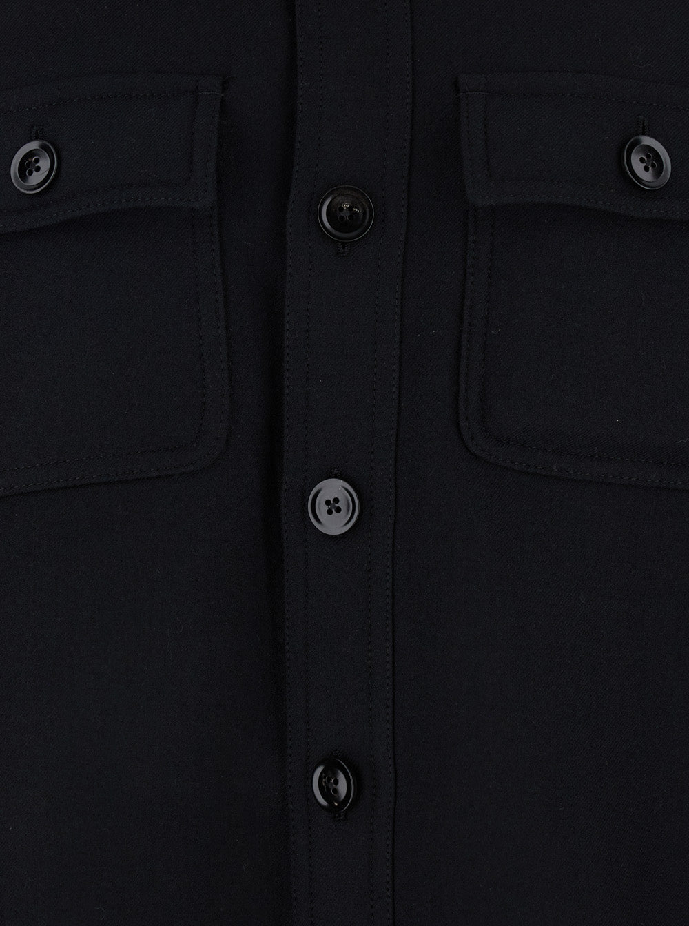 Black Jacket with Flap Pockets on the Chest in Wool Man Silk Outerwear