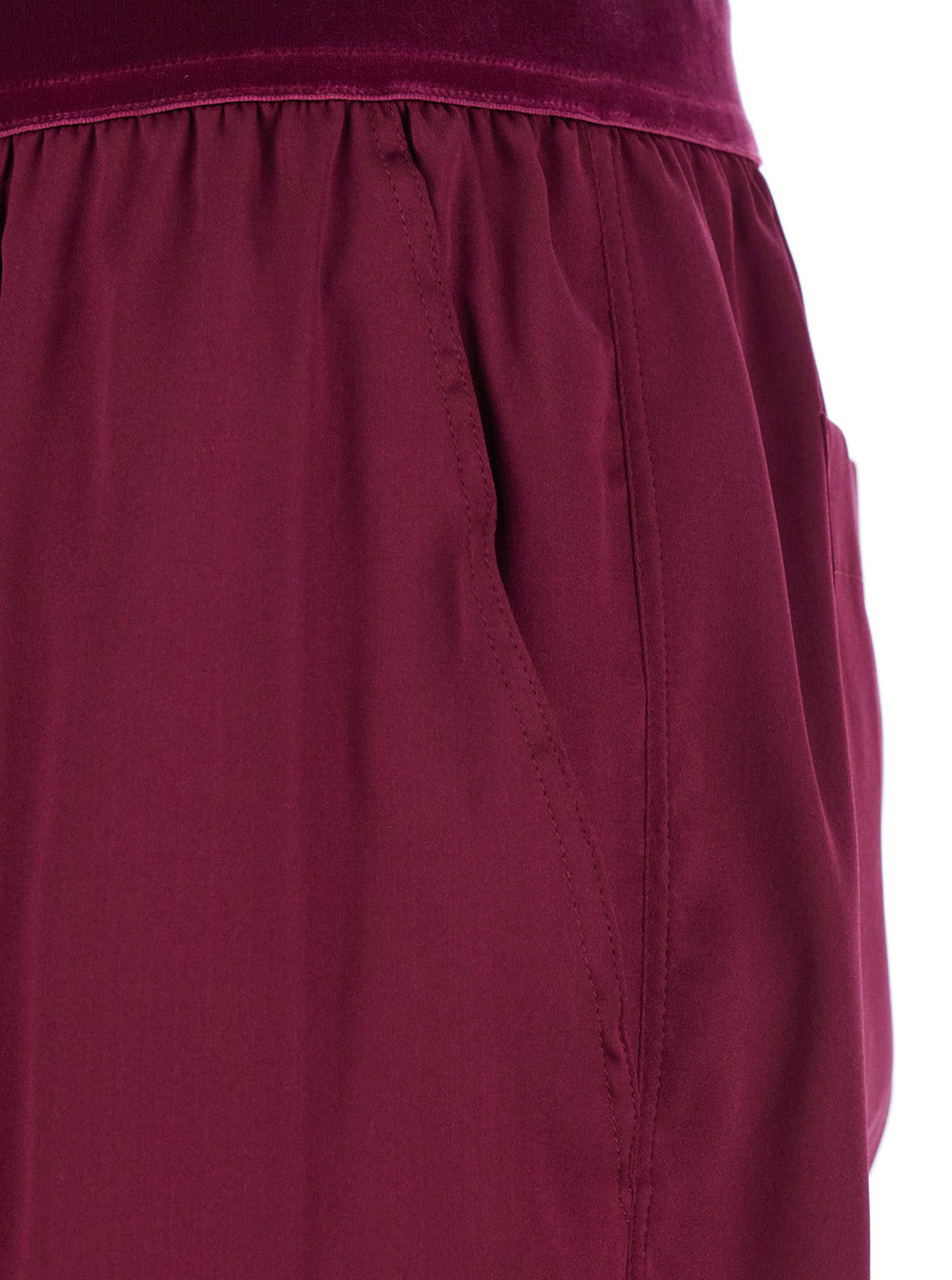 Fuchsia Pants with Elastic Waist Logo Lettering in Silk Stretch Woman Fuxia Elastane Trousers