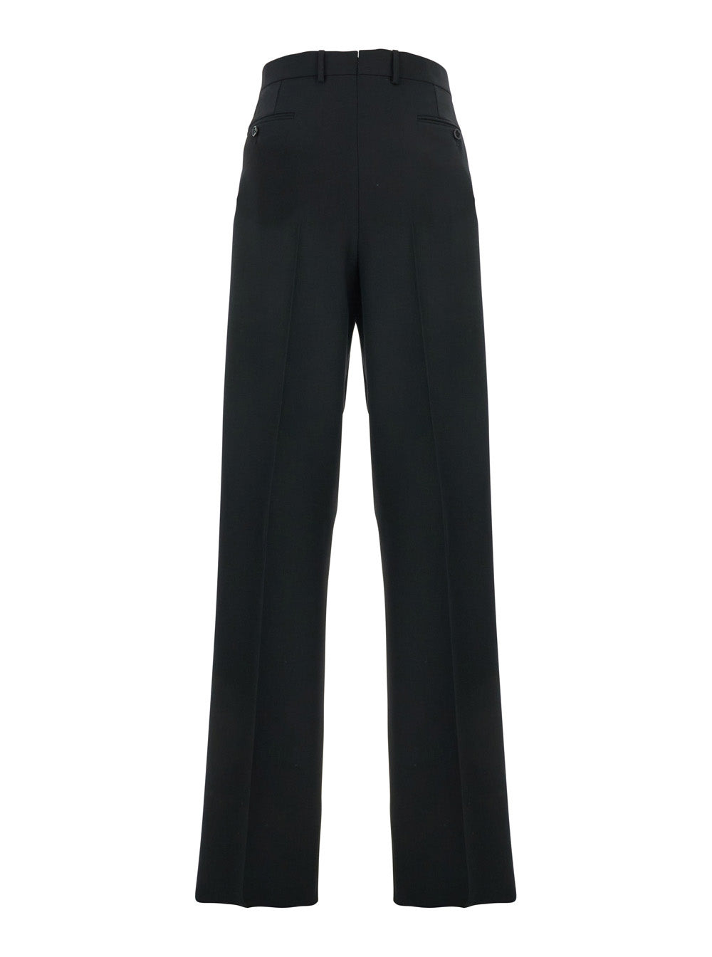 Black Pants with HIgh Waist and Pences in Wool Man Trousers