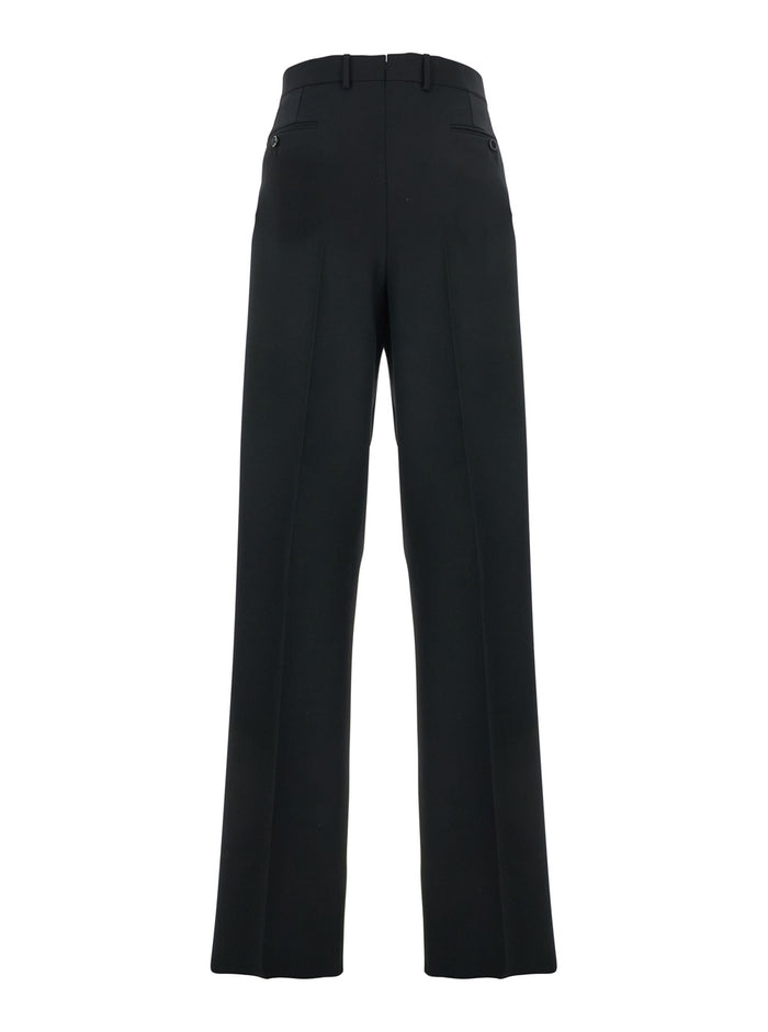 Black Pants with HIgh Waist and Pences in Wool Man Trousers