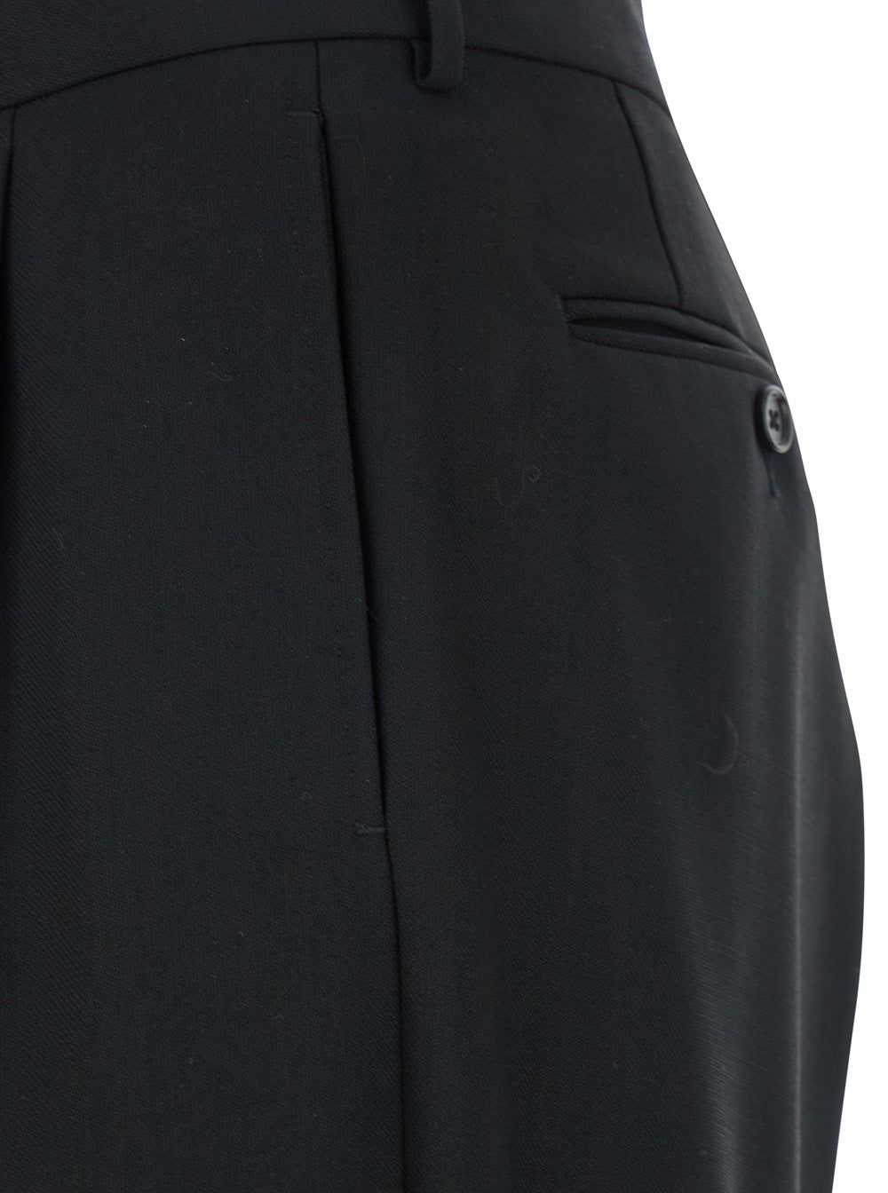 Black Pants with HIgh Waist and Pences in Wool Man Trousers