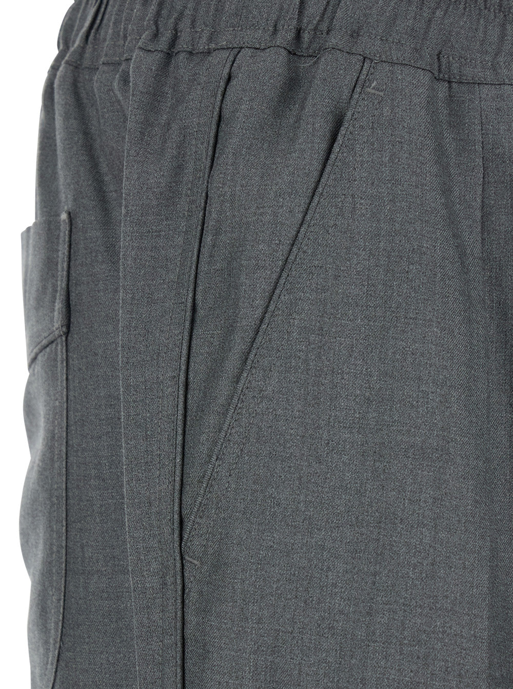 Grey Trousers with Elasticised Waist and Pences Detailing in Silk Man