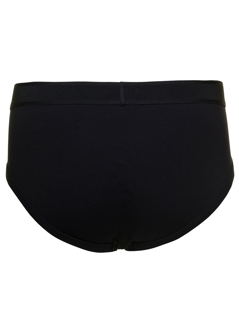 Black Briefs with Logged Waistband in Cotton Stretch Man Elastane Underwear