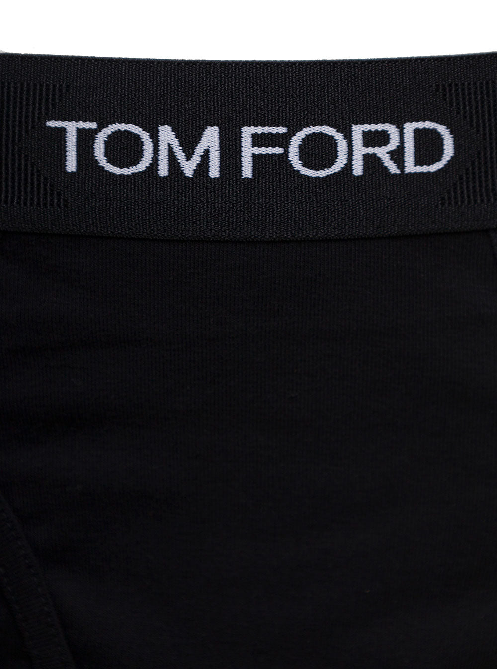 Black Briefs with Logged Waistband in Cotton Stretch Man Elastane Underwear