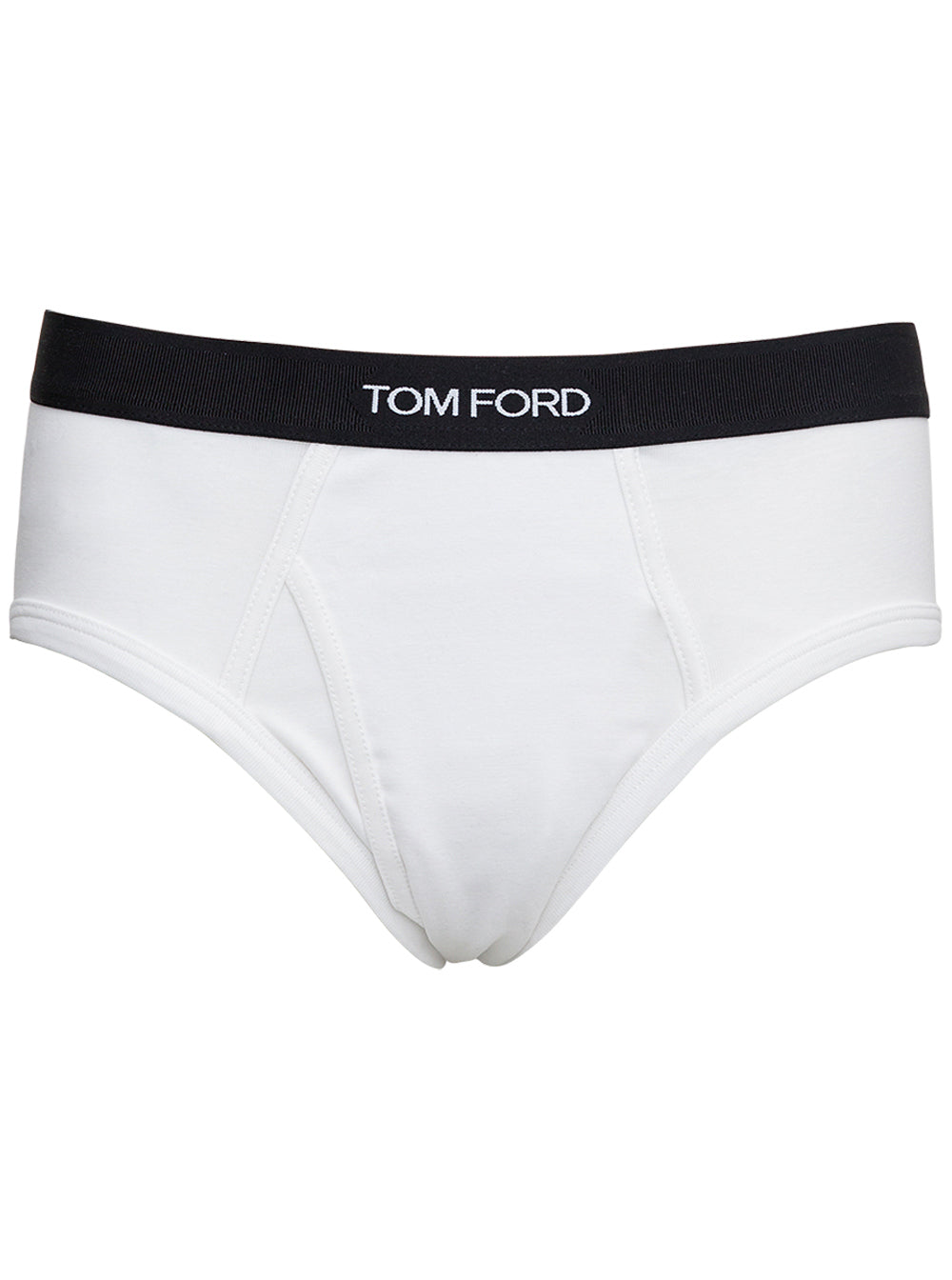 White Briefs with Logo in Cotton Man Elastane Underwear