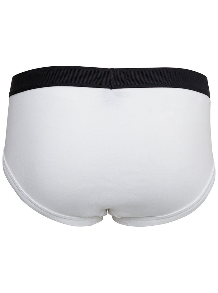 White Briefs with Logo in Cotton Man Elastane Underwear