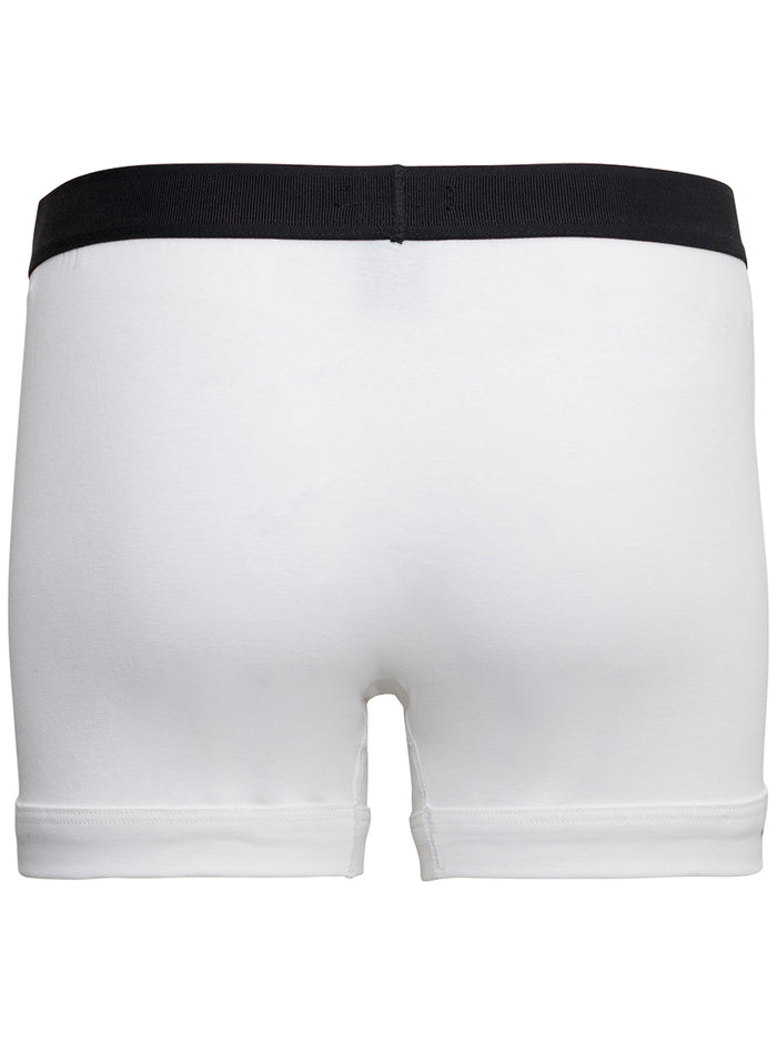 White Boxer Shorts with Elastic Waist Logo Lettering in Cotton Man Elastane Underwear