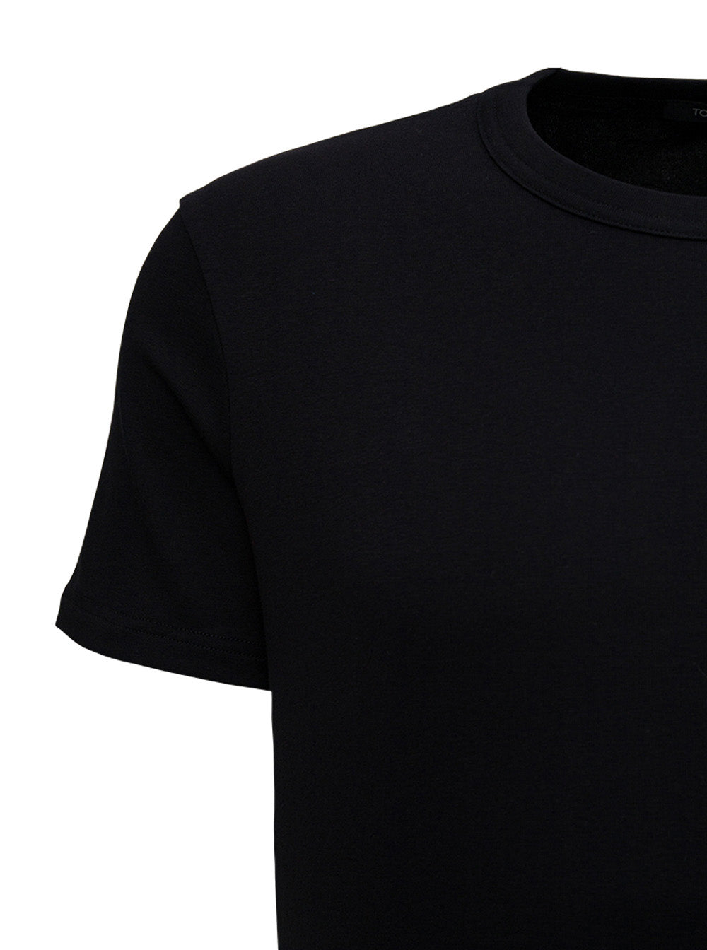 Black Crewneck T-Shirt in Cotton Man Elastane Tshirts And Polo Shirts