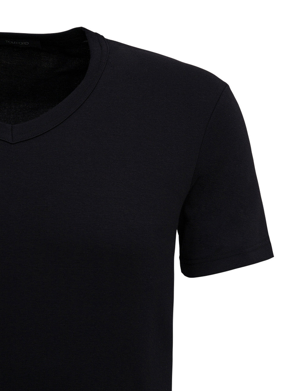 Black Stretch Cotton V-Neck T-Shirt Elastane Tshirts And Polo Shirts