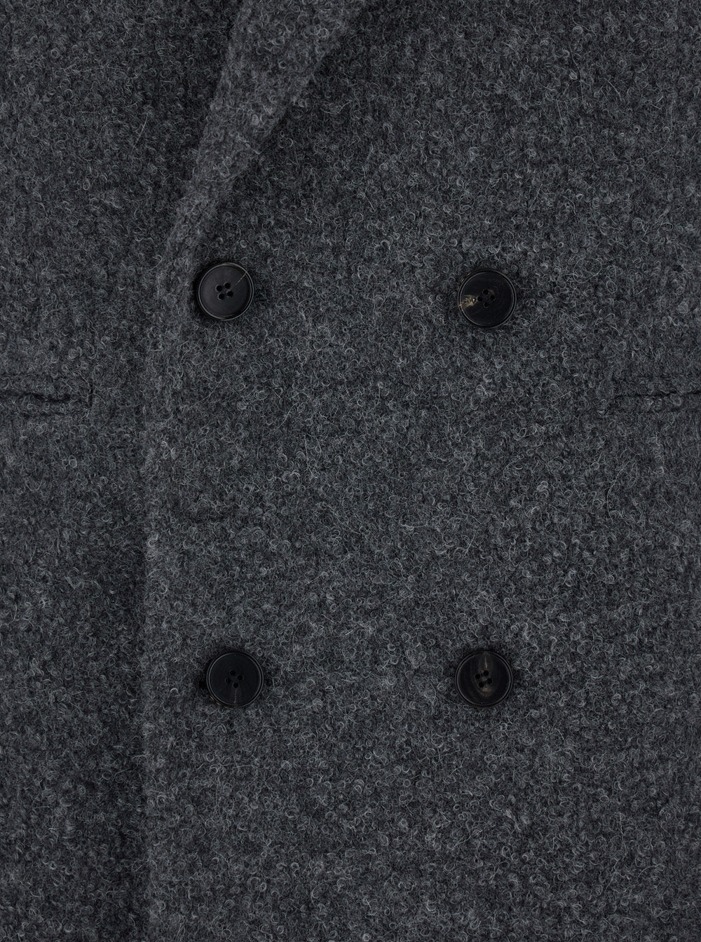 Grey Double-Breasted Coat with Classic Lapels in Wool Blend Man Alpaca Polyester Outerwear