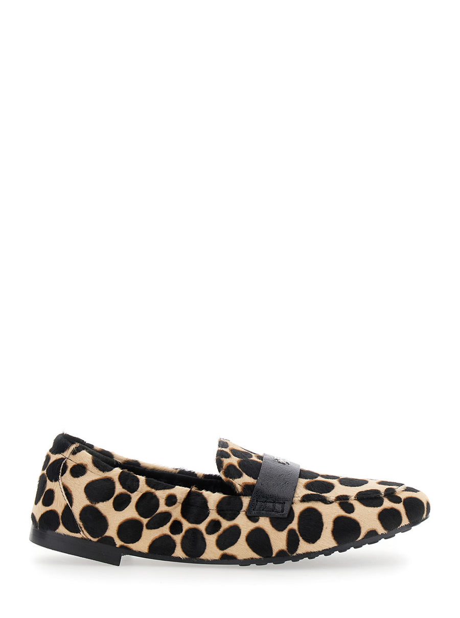Loafers Beige Leather Animal Print Multicolour Calfskin