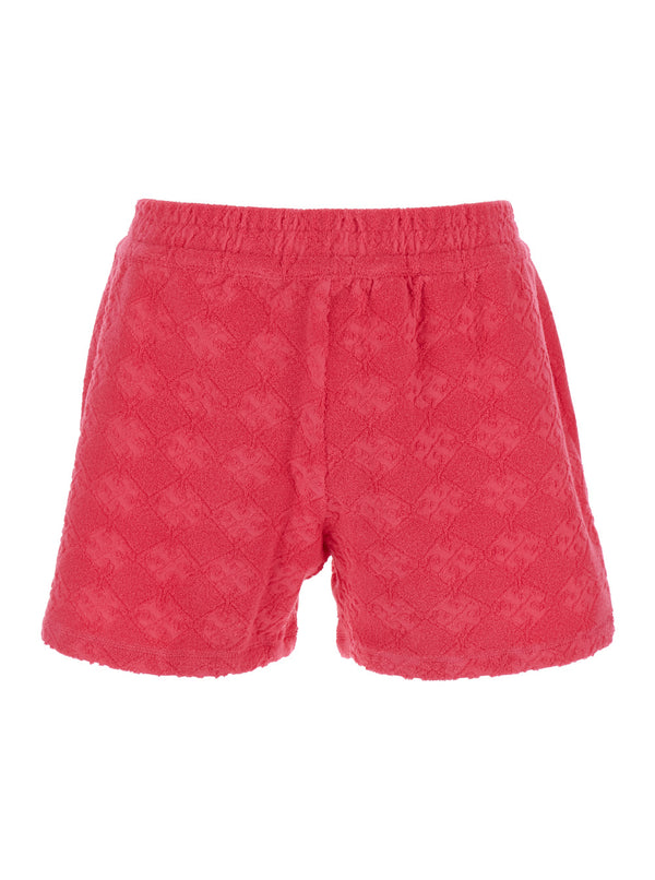 Pink Shorts With Elastic Waist And Logo Embroidery Cotton