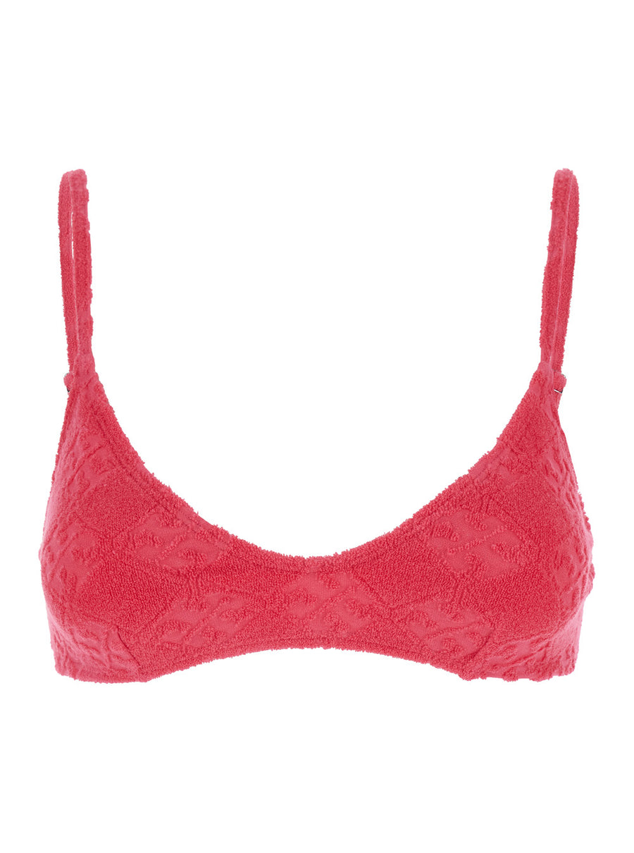 Pink Bikini Top With Adjustable Straps Cotton Tops