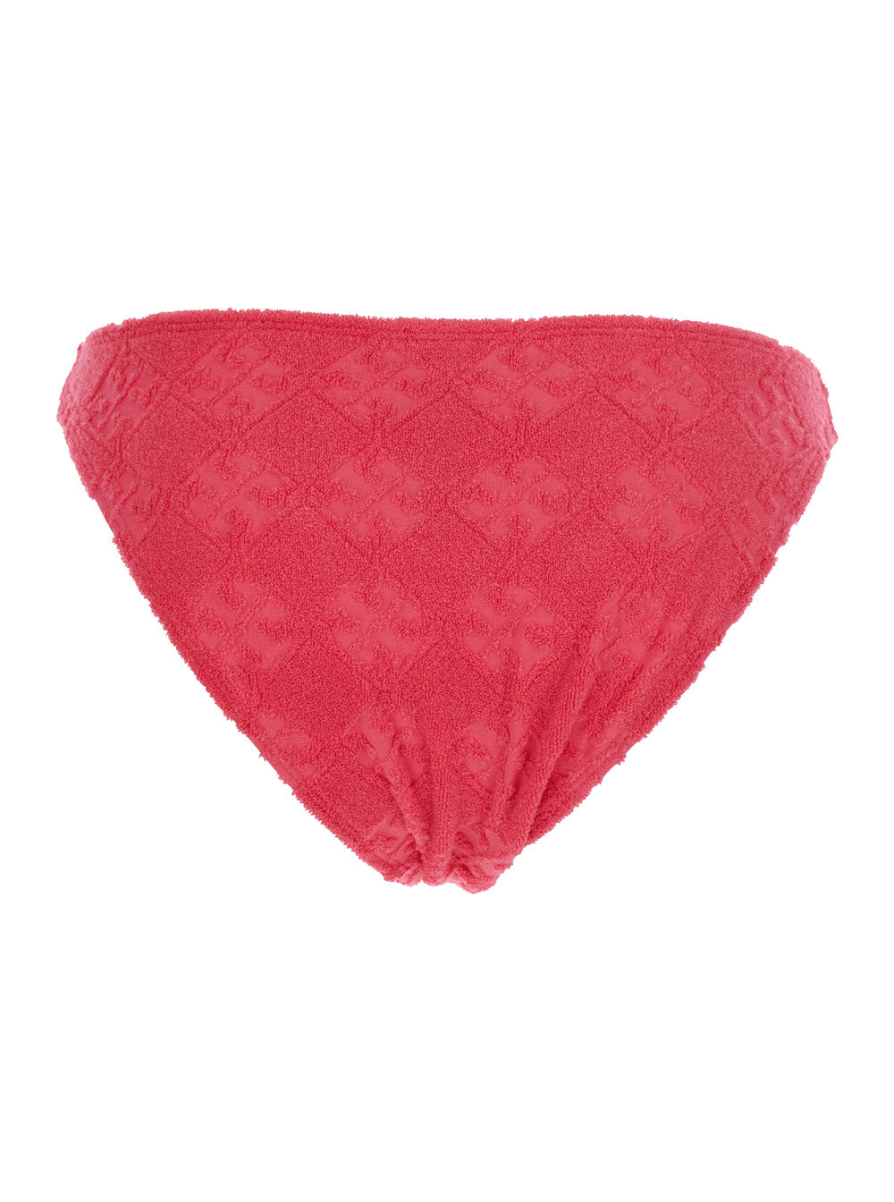 Terry Pink Bikini Bottoms with All-Over Logo Embroidery in Cotton Blend Stretch Woman Nylon Elastane Underwear