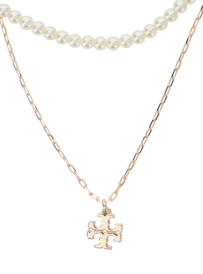 Kira Layered Necklace with Double T Pendant in Brass Blend Woman Metallic Necklaces