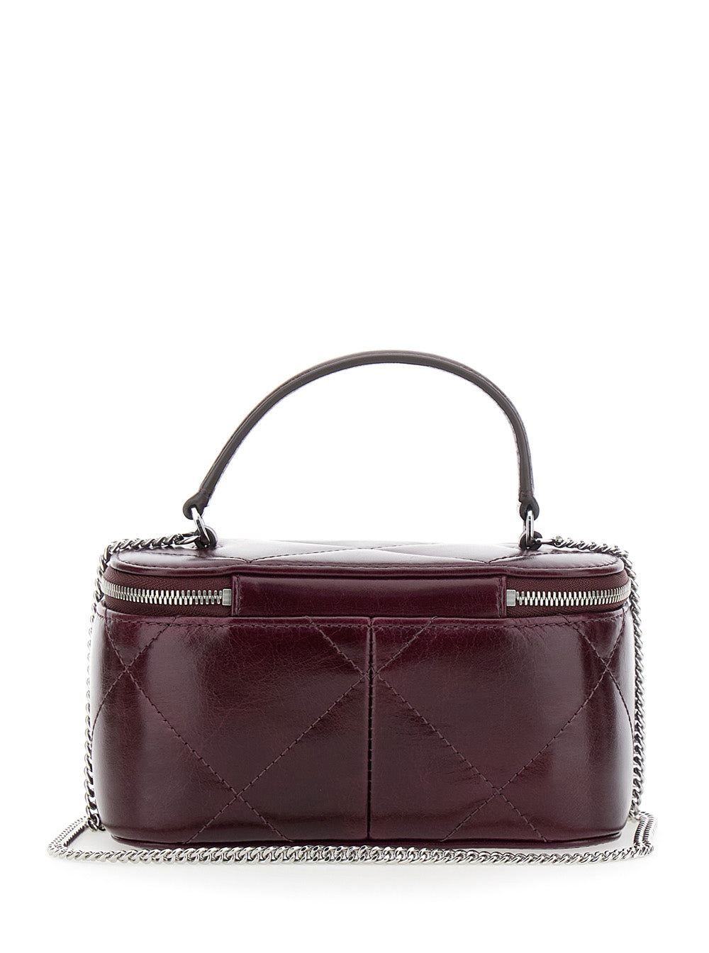 Kira Bordeaux Crossbody Bag With Chain-Link Shoulder Strap And Logo Plaque On The Front Leather Woman Cow