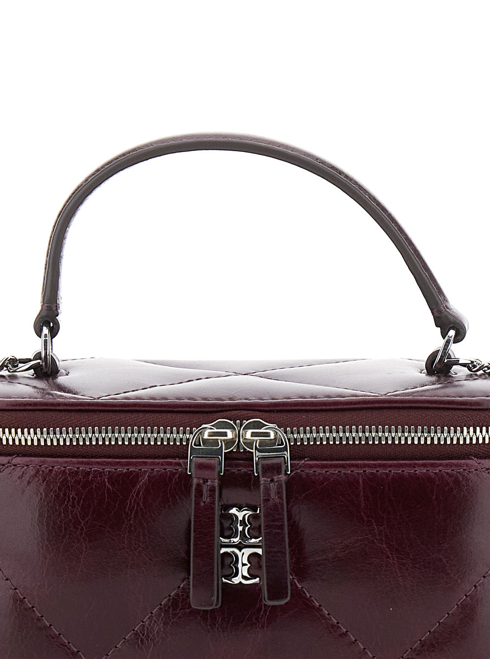 Kira Bordeaux Crossbody Bag With Chain-Link Shoulder Strap And Logo Plaque On The Front Leather Woman Cow