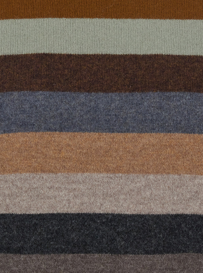Multicolor Sweater with Striped Design and Back Logo Patch in Wool Woman Jersey