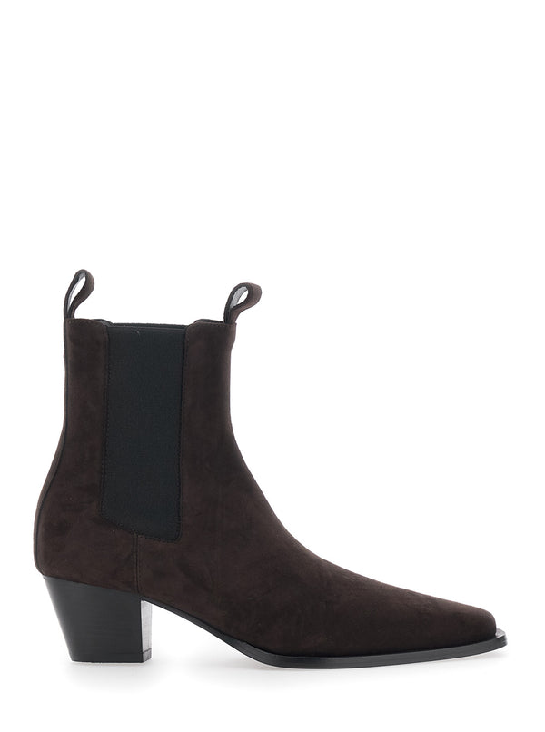 Suede Brown Ankle Boots With Elastic Bands