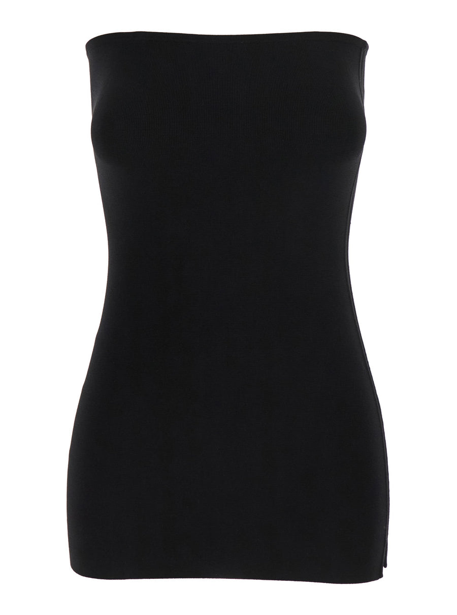 Black Off-Shoulder Fitted Top Viscose Tops