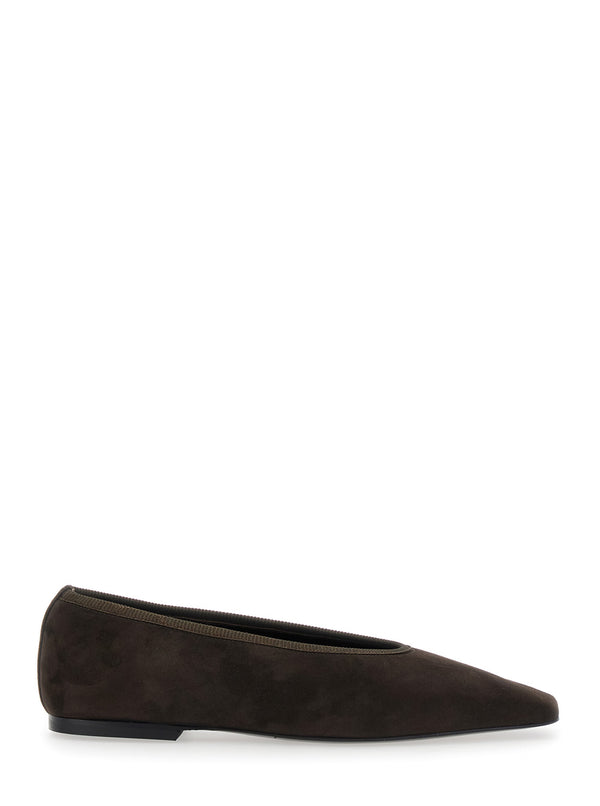 Brown Suede Ballerinas With Square Toe Ballerina Shoes