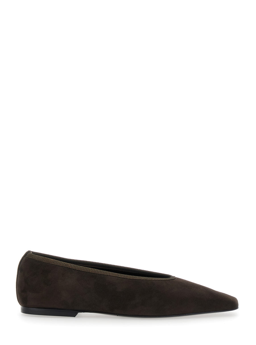 Brown Suede Ballerinas With Square Toe Ballerina Shoes