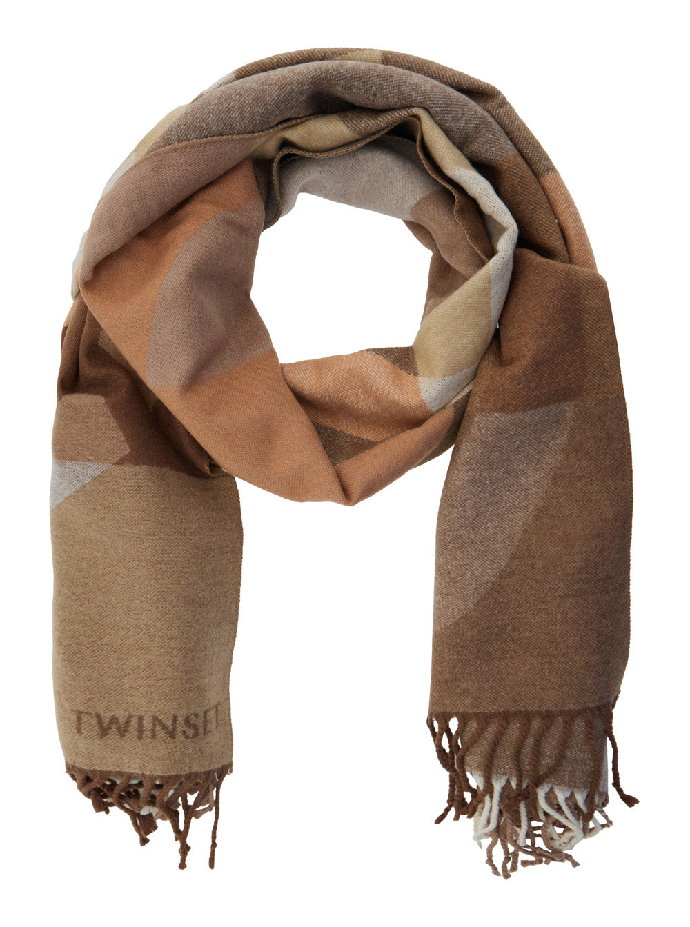 Multicolor Scarf With Logo Lettering On The Front And Geometric Motif Viscose Blend Woman Polyester Polyamid Scarfs Foulards