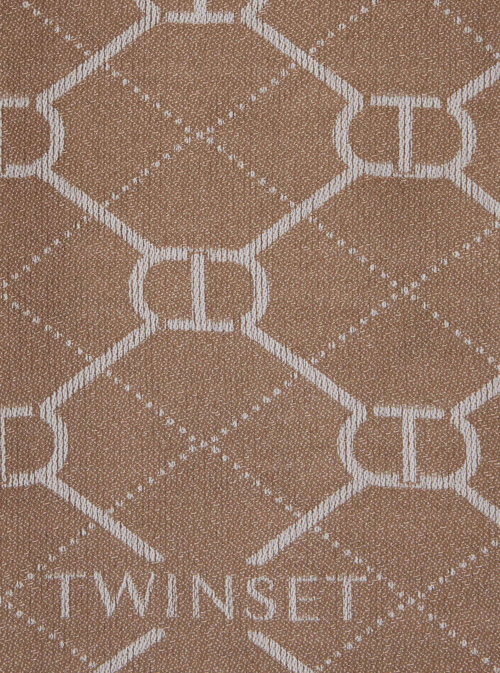 Beige Stole With Logo Lettering And All-Over Motif Viscose Blend Woman Polyester Scarfs Foulards