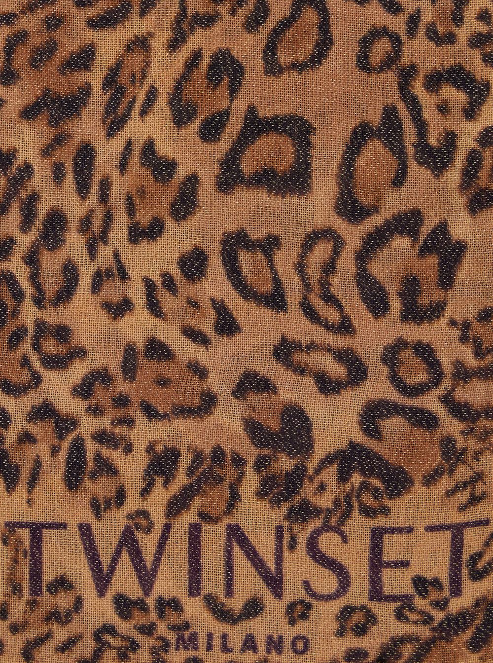 Brown Rectangular Scarf With Animal Print Modal Blend Woman Textile Paper Scarfs And Foulards