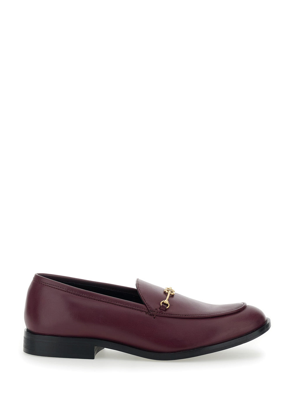 Bordeaux Loafers With Logo Plaque Leather Woman