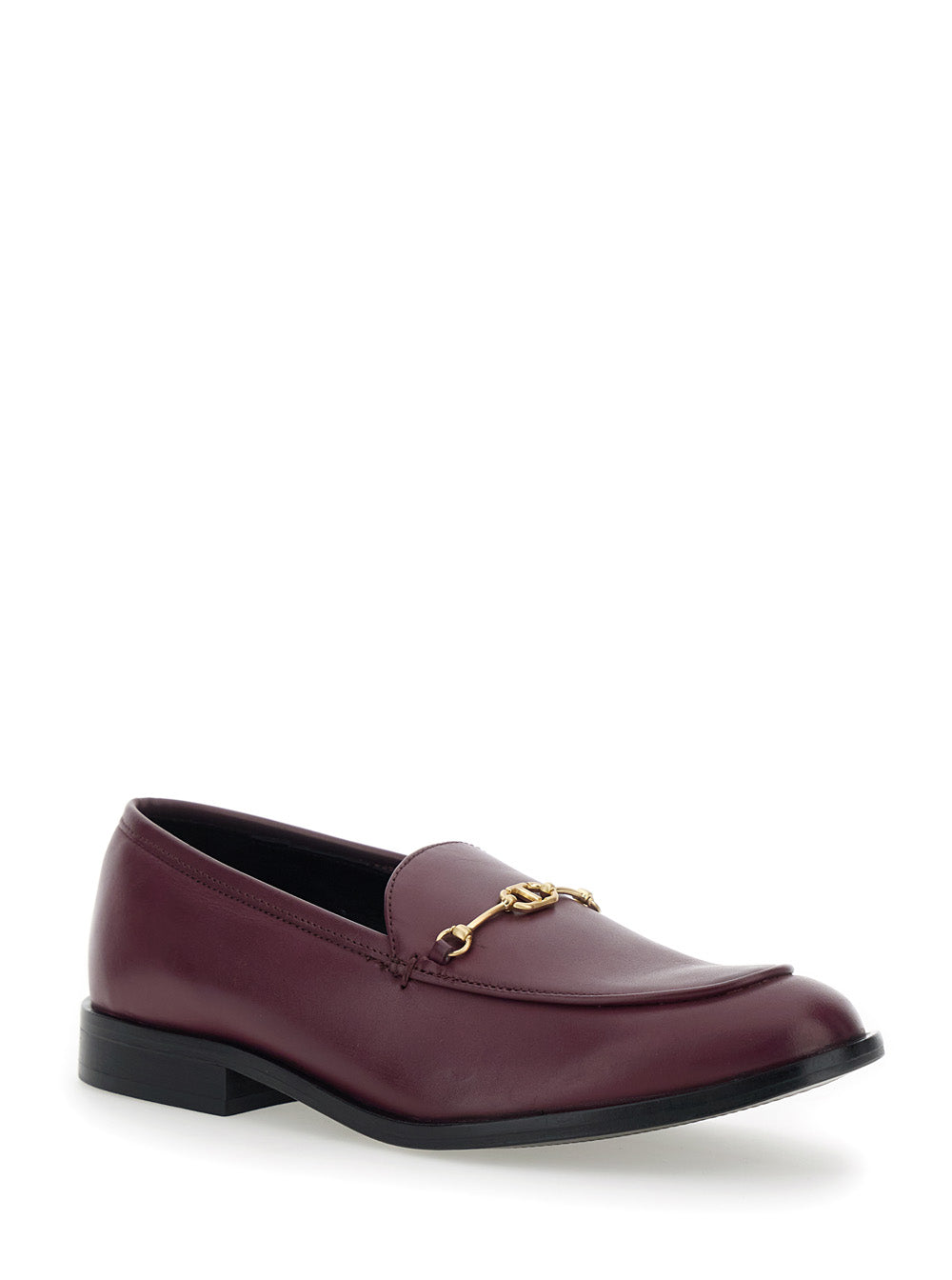 Bordeaux Loafers With Logo Plaque Leather Woman