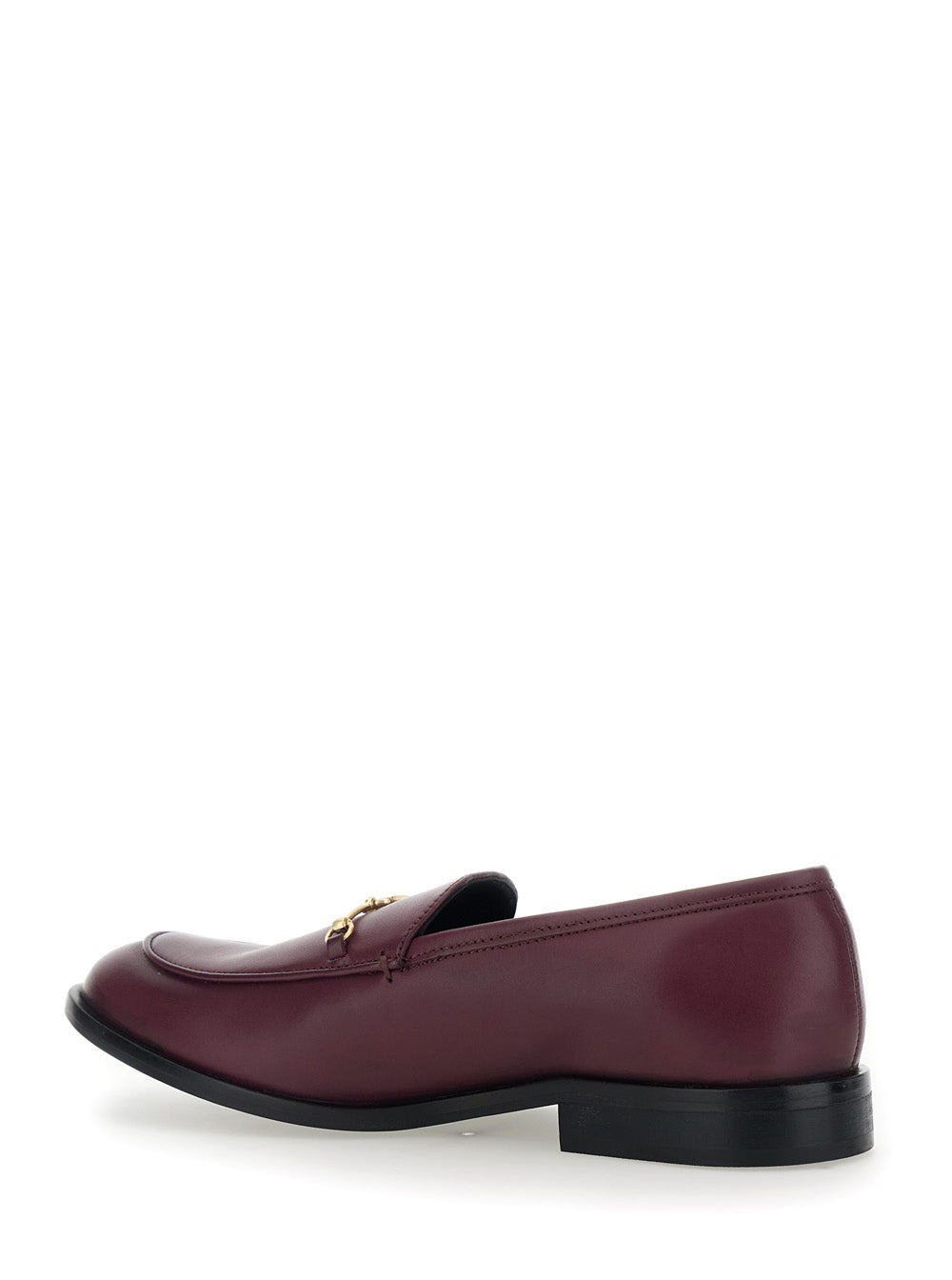 Bordeaux Loafers With Logo Plaque Leather Woman