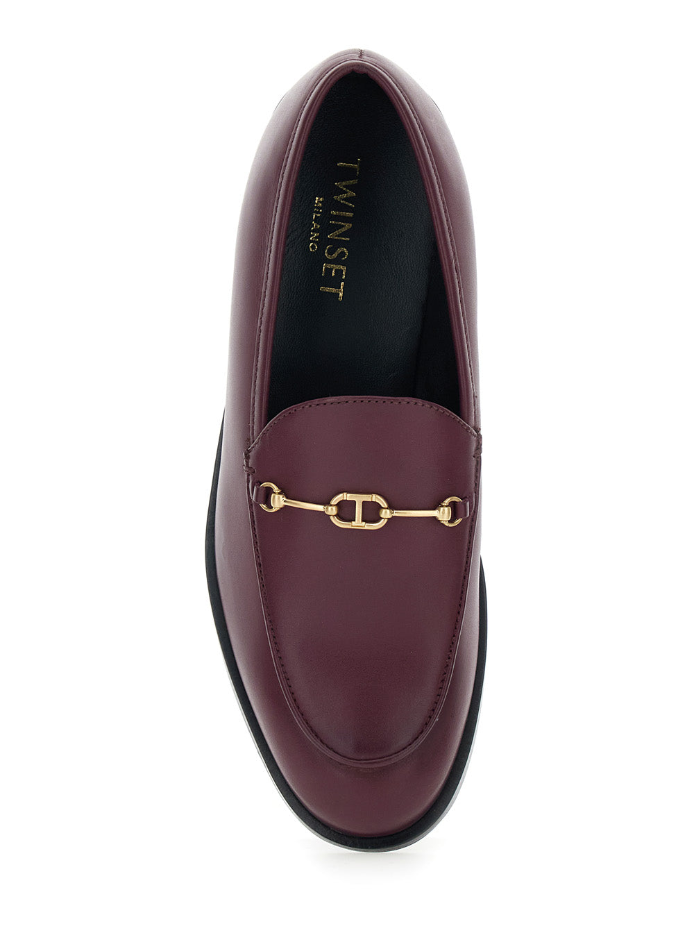 Bordeaux Loafers With Logo Plaque Leather Woman