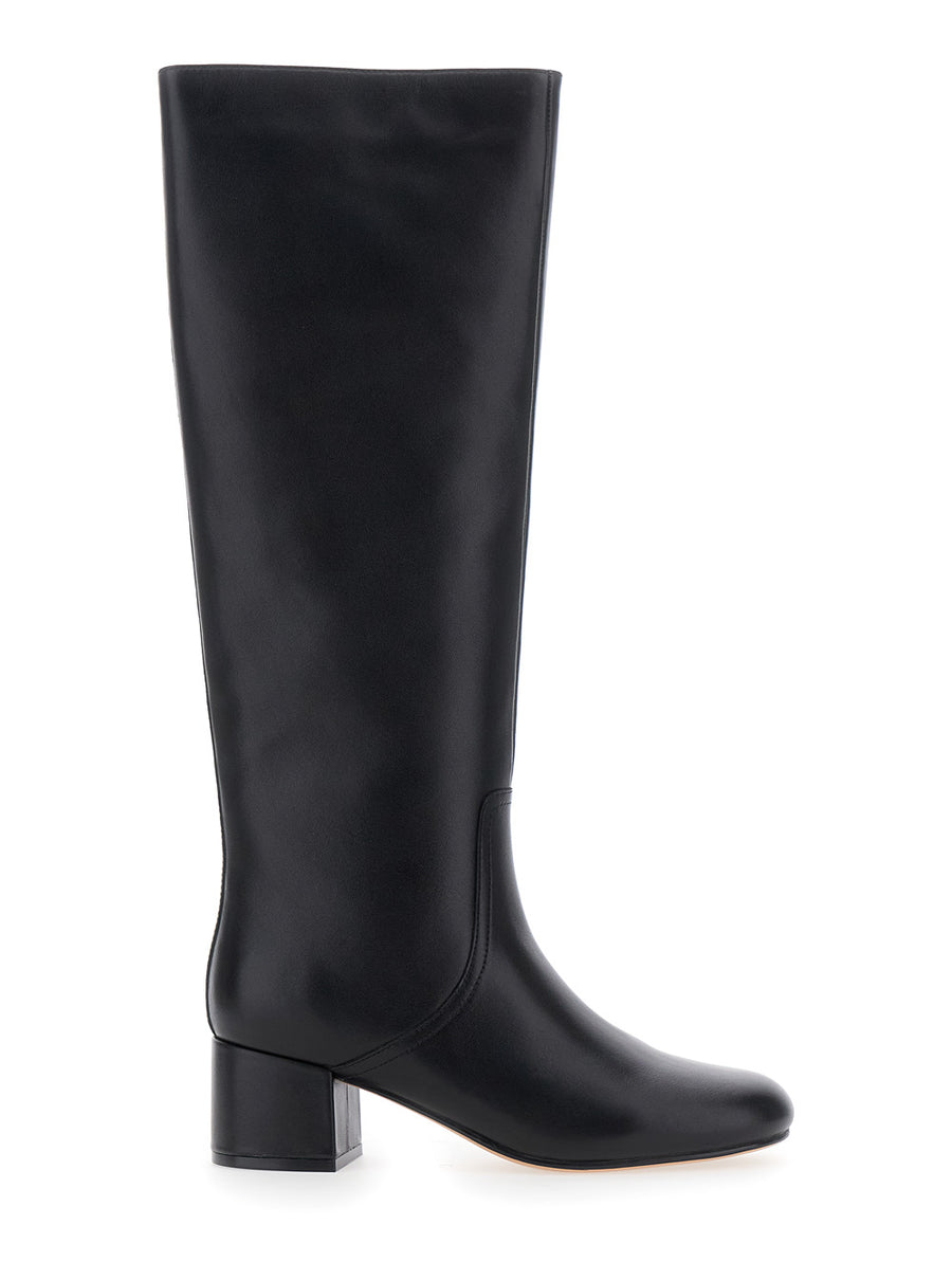 Black Knee High Leather Boots