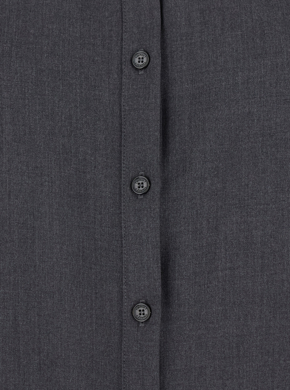Grey Shirt with Classic Collar and Logo Plaque on the Rear in Viscose Blend Stretch Woman Blouses