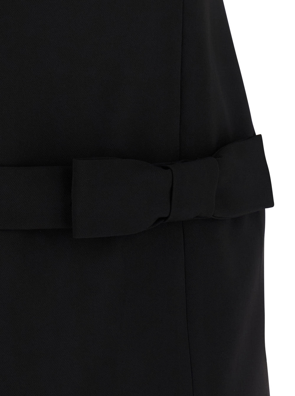 Black Crewneck Mini Dress with Bow Detail on the Front and Logo Plaque Rear in Tech Fabric Stretch Woman Textile Paper Elastane