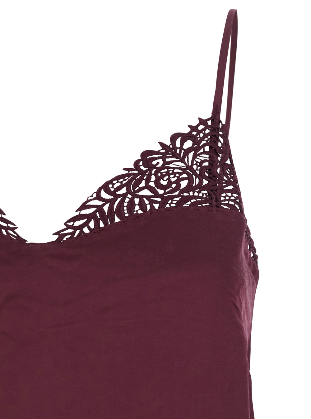 Bordeaux Top with Thin Strap and Logo Plaque on the Back in Fabric Woman Viscose Tops
