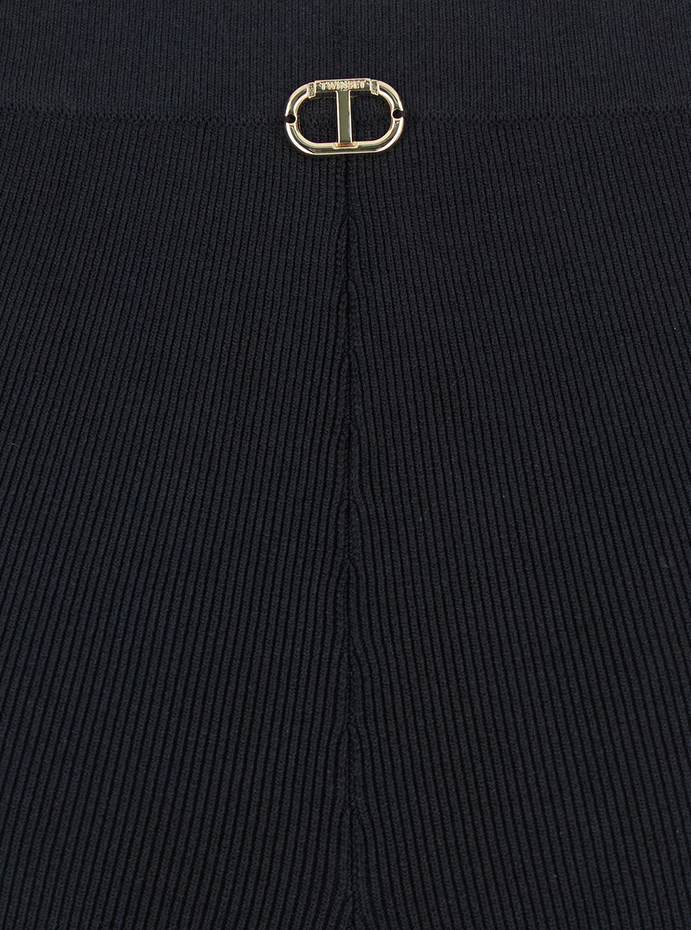 Black Flared Pants with Logo Plaque on the Rear in Viscose Blend Woman Polyamide Elastane Trousers