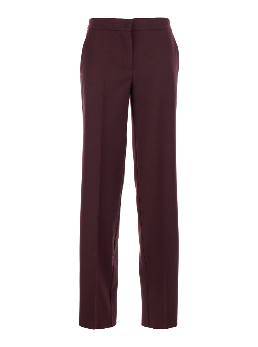 Violet Stretch Wool Blend Pants Textile Paper Trousers