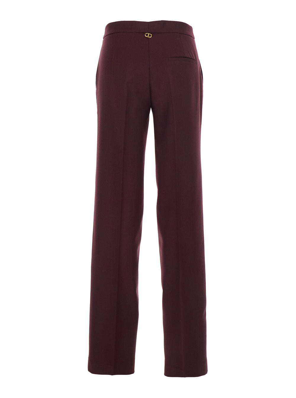 Violet Pants with Concealed Front Closure and Logo Plaque on the Rear in Wool Blend Stretch Woman Trousers