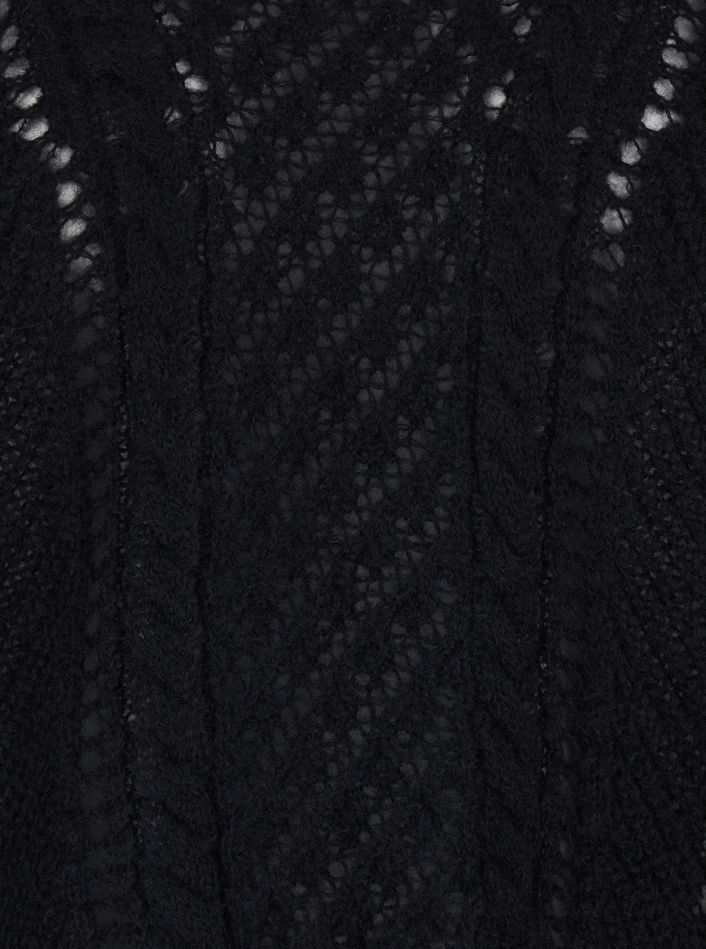 Black Crewneck Sweater with Logo Plaque on the Rear and Perforated Design in Wool Woman Jersey