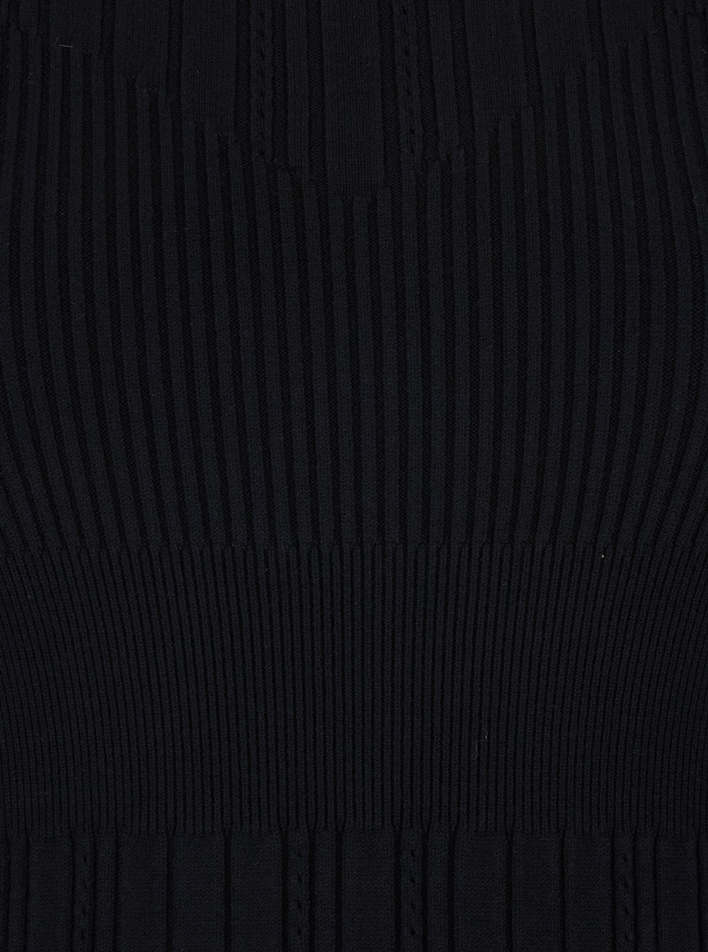 Black Long Dress with Boat Neck and Ribbed Design in Fabric Woman Viscose Textile Paper