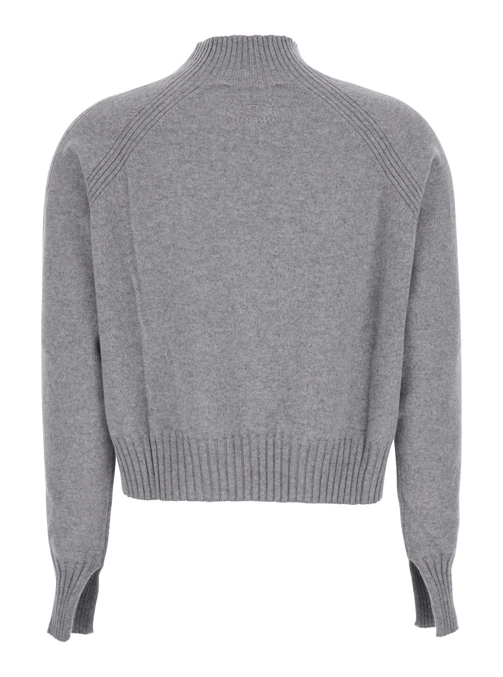Grey Turtleneck Sweater With Crop Design Cashmere Woman Jersey