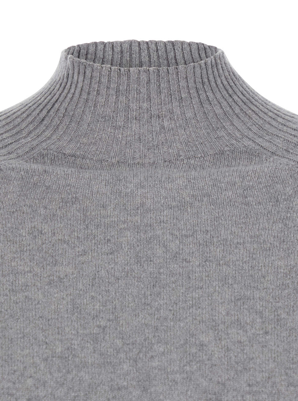 Grey Turtleneck Sweater With Crop Design Cashmere Woman Jersey