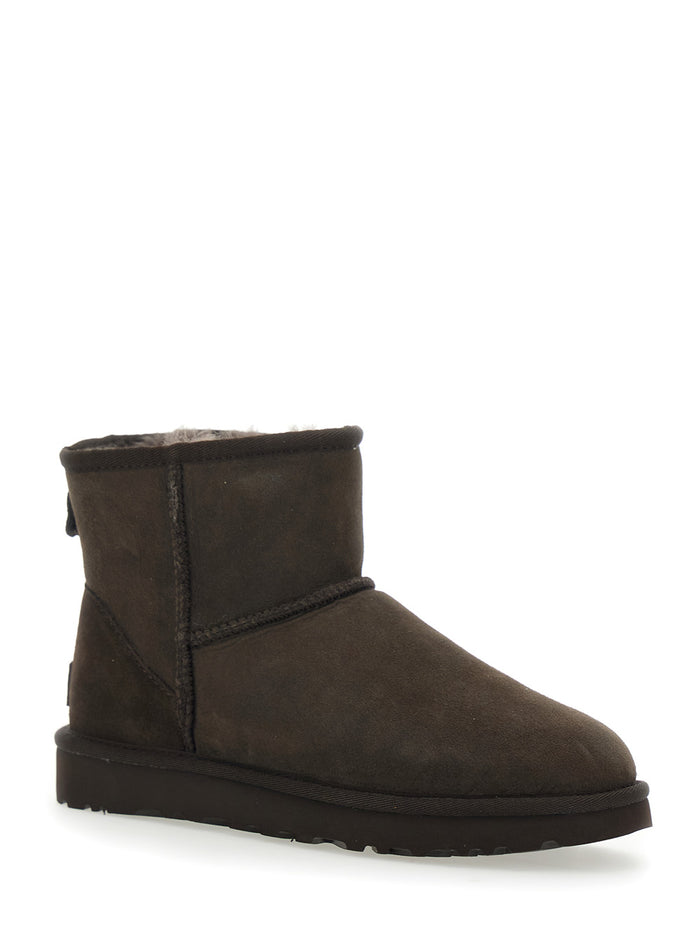 Classic Mini Brown Ankle Boots With Logo Patch On The Rear Suede Woman Leather Twinface