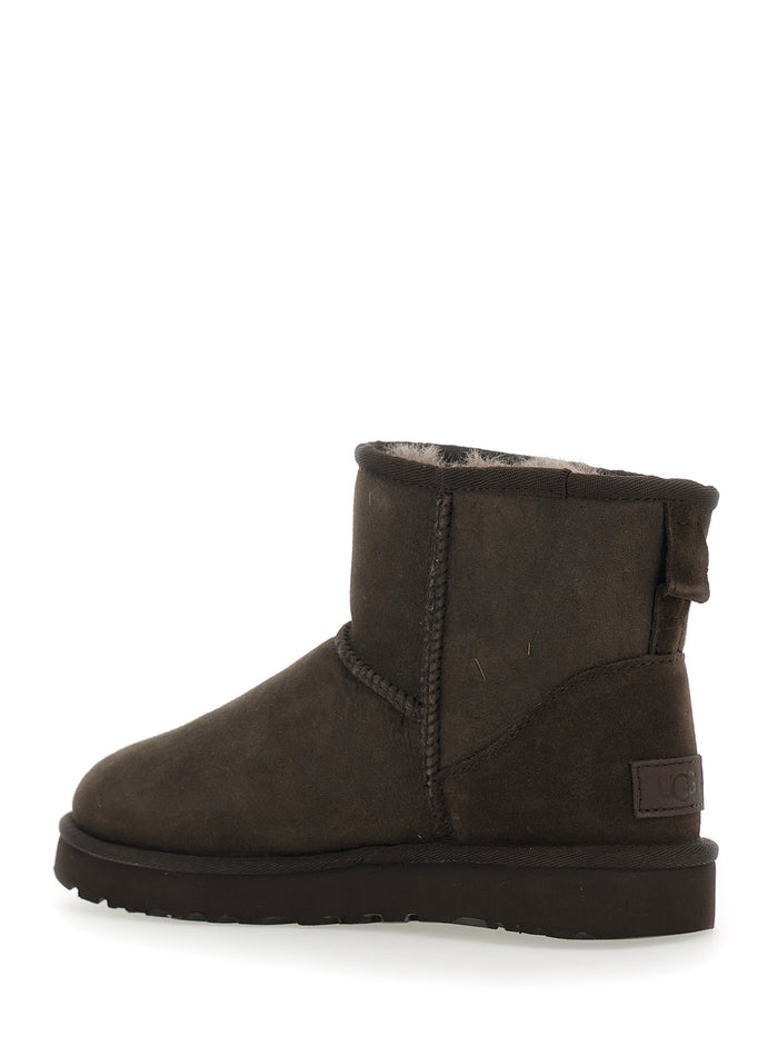 Classic Mini Brown Ankle Boots With Logo Patch On The Rear Suede Woman Leather Twinface
