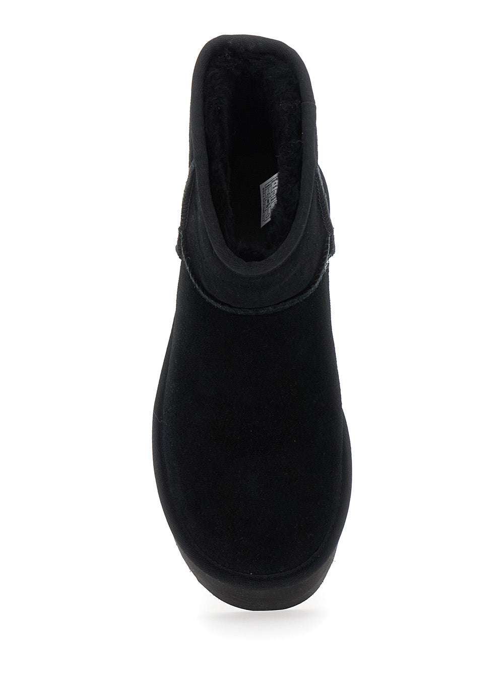 Classic Mini Platform Black Ankle Boots With Suede Woman Leather