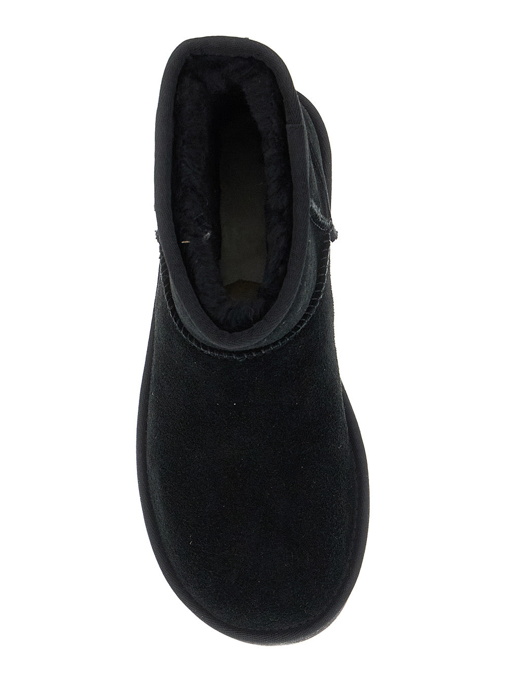 Classic Mini Platform Black Ankle Boots With Suede Woman Leather
