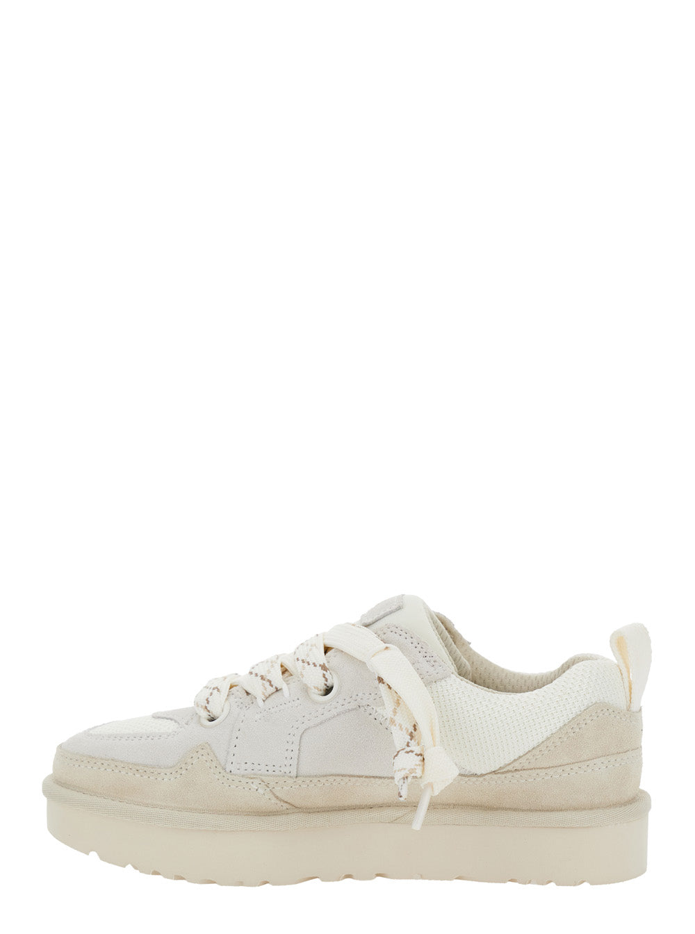 Lo Lowmel White Sneakers with Mesh Inserts and Logo on the Side in Suede Woman Leather Textile