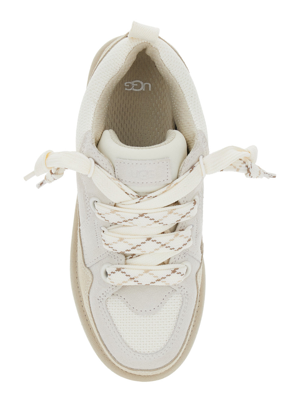 Lo Lowmel White Sneakers with Mesh Inserts and Logo on the Side in Suede Woman Leather Textile
